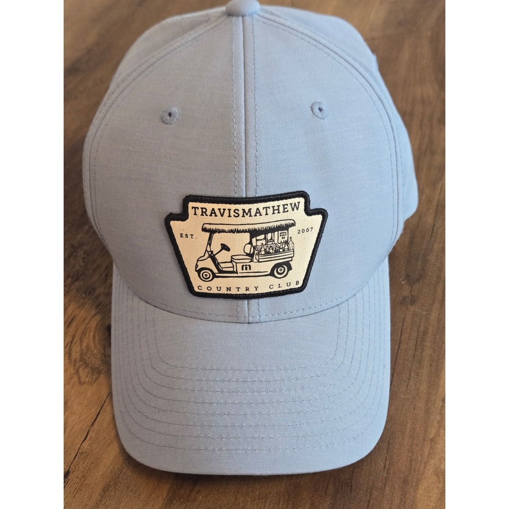 Travis Mathew Tiki Mapes Patch Snapback Golf Hat Blue Flexfit 110 Cap